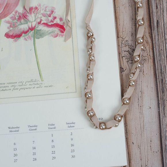 STELLA & DOT Pearl & Ribbon Tie Necklace - Picture 2 of 7